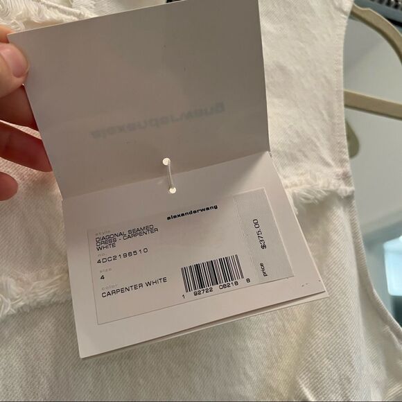 ✨NEW Alexander Wang White Denim Diagonal Seamed Gold Back Zipper Mini Dress - Picture 10 of 10